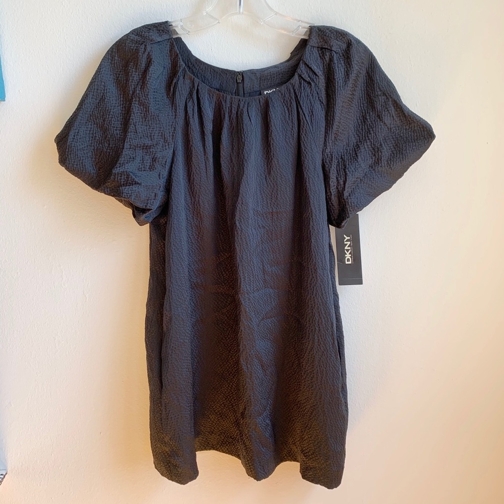 NWT DKNY silk puff-sleeves blouse w/pockets